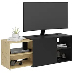 VidaXL FMD Möbel Maisonetstyles Meuble Tv Modulable 133,5x39,9x49,2 Cm Noir Et Naturel pas cher