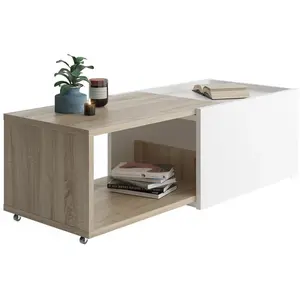 FMD Table Basse Extensible avec Caisson Coulissant L74-125 cm - Slide