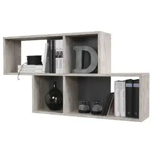 Comparateur de prix : FMD nora etagere murale - 100 x 19, 5 x 53 cm - chene sable anthracite