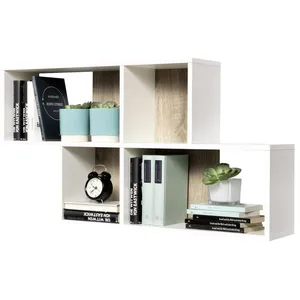 nora etagere murale - 100 x 19, 5 x 53 cm - blanc chene