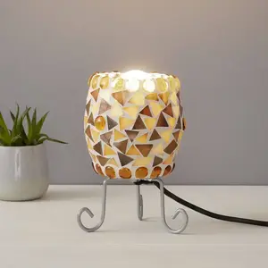 Näve Lampe à poser Enya mosaïque de verre crème-brun pas cher