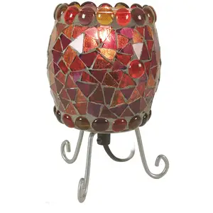Näve Lampe à poser Enya avec mosaïque de verre rouge pas cher