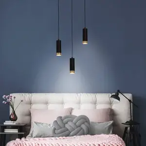 Näve Suspension Fridu, noire, à 3 lampes, linéaire pas cher