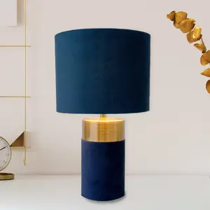 Näve Lampe à poser 3189512, abat-jour textile, bleu pas cher