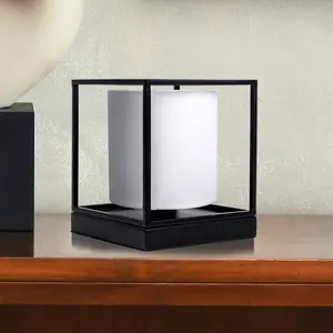 Näve Lampe à poser Beta en métal abat-jour tissu blanc pas cher