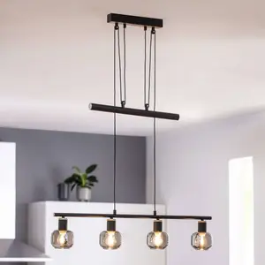 Comparateur de prix : Näve Suspension linéaire Fumoso 4 lampes noir/gris fumé
