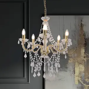 Näve Lustre Cecilia, or, fer/acrylique, Ø 52 cm, à 5 lampes. pas cher