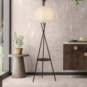 Näve Lampe sur pied Tora, noir/blanc, textile, hauteur 158 cm trépied