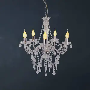 Näve Lustre Cecilia, chrome, fer/acrylique, Ø 52 cm, à 5 lampes. pas cher