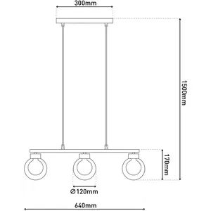 Näve Suspension Donika, à 3 lampes, verre, marron, ambre, G9 pas cher