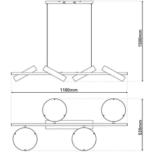 Näve Suspension LED Tessa noir/beige 110cm Touchdim CCT à 4 lampes. pas cher