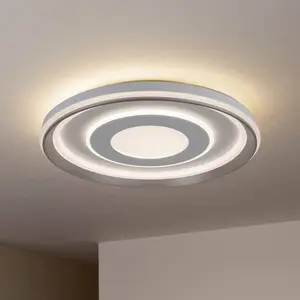 Näve Plafonnier LED Doira, blanc, métal, Ø 50 cm, CCT, télécommande pas cher