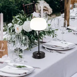 Näve Lampe à poser LED rechargeable Pina noire 27,8 cm Métal/Verre Tou... pas cher