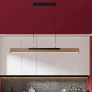 Näve Suspension LED Wilma, bois, longueur 122 cm, intensité variable pas cher