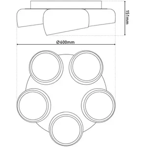 Näve Plafonnier LED Eliora, à 5 lampes, blanc, CCT, télécommande pas cher