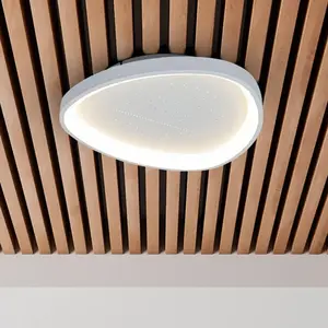 Näve Plafonnier LED Argesa, Ø 42 cm, blanc, CCT, télécommande pas cher