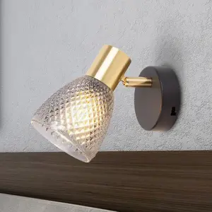 Näve Applique murale Lindita, verre, gris fumé, E14, orientable pas cher