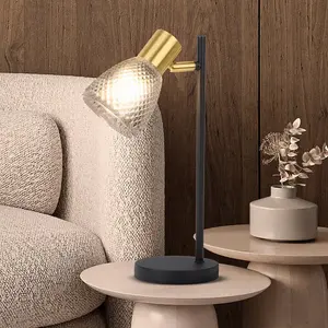 Näve Lampe à poser Lindita, verre, gris fumé, E14, orientable pas cher
