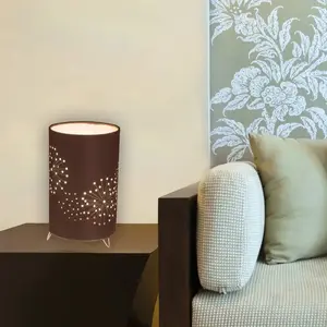 Näve Lampe à poser Aurona en tissu brun pas cher