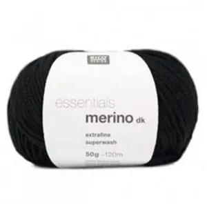 Fil de laine à tricoter ESSENTIALS MERINO DK - Rico Design(...) - 90 Noir