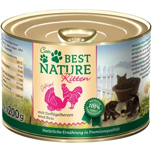 Best Nature Kitten 6 x 200 g pour chaton - coeurs de volaille, riz pas cher