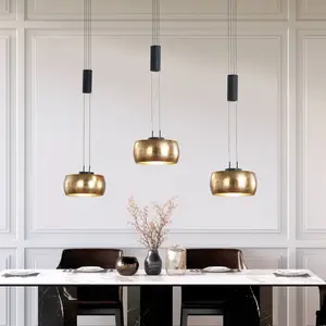FISCHER & HONSEL Suspension LED Colette, à 3 lampes, dorée/noire