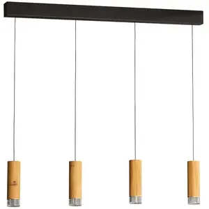 FISCHER & HONSEL Suspension LED Shine-Wood, 100 cm, chêne/noir, à 4 la...Vendu parluminaire