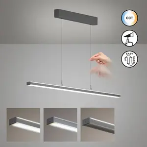 FISCHER & HONSEL Suspension LED Valeno, grise, longueur 115 cm, CCT, v...