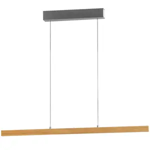 FISCHER & HONSEL Suspension LED Shine-Wood, longueur 105 cm, chêne/nic...