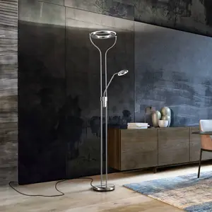 FISCHER & HONSEL Lampe sur pied LED Davos, couleur nickel, hauteur 180...