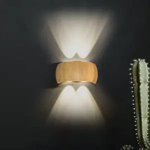 FISCHER & HONSEL Applique murale LED Shine-Wood, largeur 20 cm, chêne/... pas cher