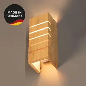 FISCHER & HONSEL Applique murale Shine-Wood, largeur 10 cm, E14, chêne...