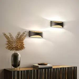 FISCHER & HONSEL Applique LED Rio up/down, noir/feuille d’or pas cher