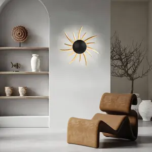 FISCHER & HONSEL Applique LED Sol, noire avec des rayons dorésVendu parluminaire