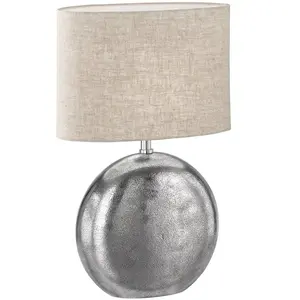 FISCHER & HONSEL Lampe à poser Chambery, sable/nickel, hauteur 53 cm Lin/métal pas cher
