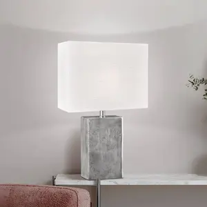 FISCHER & HONSEL Lampe à poser Amiens, blanc/nickel, hauteur 50 cm Lin... pas cher