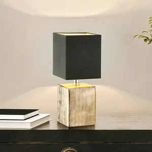 FISCHER & HONSEL Lampe de table Ouro, noir/bronze antique, 35 cm, text... pas cher