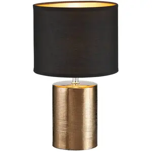 FISCHER & HONSEL Lampe à poser Bronze, cylindrique, noire/bronze pas cher
