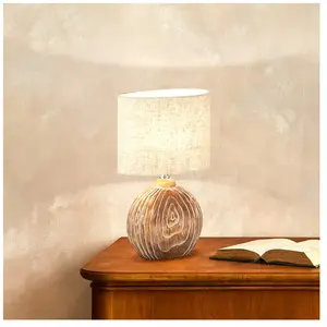 Comparateur de prix : FISCHER & HONSEL Lampe à poser Tobse couleur bois/sable 39 cm