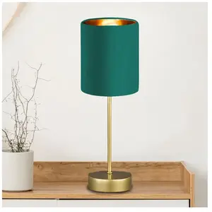 Fischer & Honsel Lampe À Poser Aura Socle Doré Abat-Jour Turq/Doré pas cher