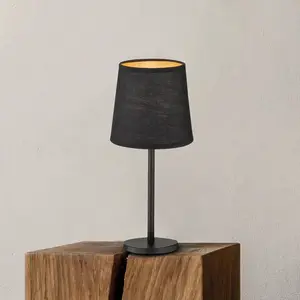 FISCHER & HONSEL Lampe à poser Rimini, noir, textile, hauteur 30 cm, E... pas cher