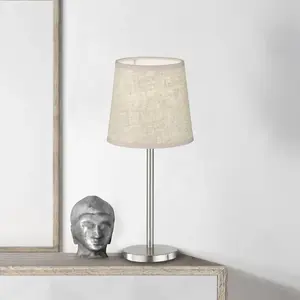 FISCHER & HONSEL Lampe à poser Rimini, sable/nickel, textile, hauteur ... pas cher