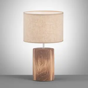 FISCHER & HONSEL Lampe à poser Malik, couleur sable, tissu en lin, hau... pas cher