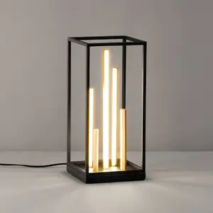 FISCHER & HONSEL Lampe de table LED Grid, noir/or, métal, CCT, intensi... pas cher