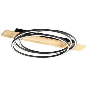 FISCHER & HONSEL Plafonnier LED Marit, longueur 76 cm, noir sable, mét...