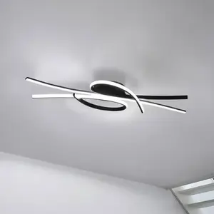 FISCHER & HONSEL Plafonnier LED Biba, noir, longueur 100 cm, métal, CC... pas cher