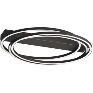 Comparateur de prix : FISCHER & HONSEL Plafonnier LED Kiku, Ø 56 cm, noir sable, métal, CCT