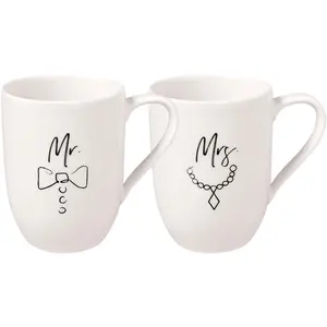Villeroy & Boch   Statement, Lot De 2 Mugs « Mr And Mrs », 280Ml, Porcelaine Premium, BlancVendu paramazon