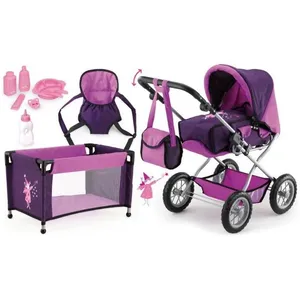 Landau Combi Pourpre BAYER DESIGN pour Poupée de 38 à 46cm avec Lit, Porte Bébé et AccessoiresVendu paramazon