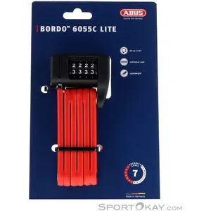 Antivol pliable Abus Bordo Combo Lite Mini 6055C/60 Ã code 60cm rouge pas cher